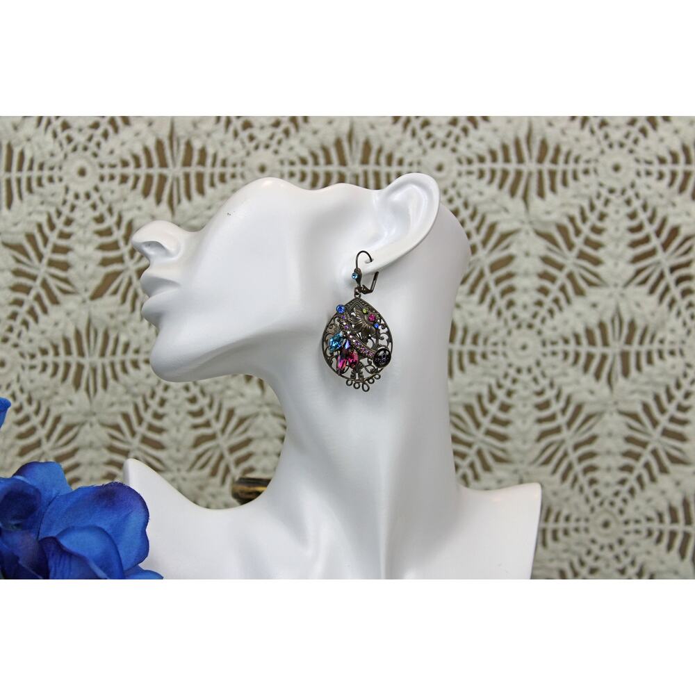 Sorrelli Floral Filigree Crystal Drop Earrings - Picture 4 of 5